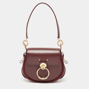 Pre Owned Chloe Burgundy Leather Tess Shoulder Bag
