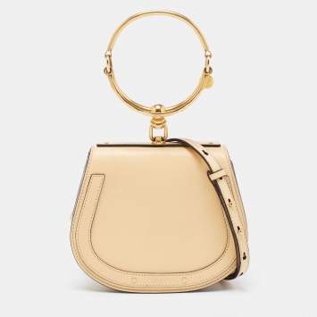 Pre Owned Chloe Light Yellow Leather and Suede Small Nile Bracelet Shoulder Bag