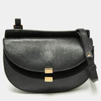 Pre Owned Chloe Black Leather Mini Georgia Crossbody Bag