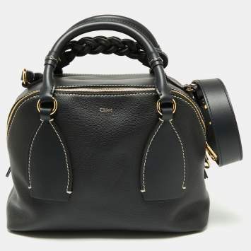 مملوكة مسبقًا Chloe Black Leather Medium Daria Satchel