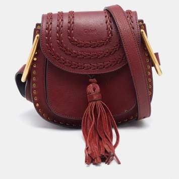 Pre Owned Chloe Burgundy Leather Mini Hudson Shoulder Bag 