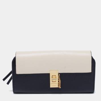 Pre Owned Chloe Black/Beige Leather Drew Continental Wallet