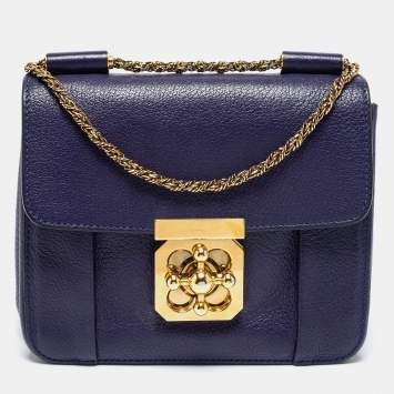 Pre Owned Chloé Purple Leather Small Elsie Shoulder Bag
