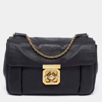 Pre Owned Chloe Black Leather Medium Elsie Shoulder Bag