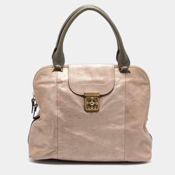 Pre Owned Chloe Mettalic Rose Gold Leather Large Elsie Bowling Bag