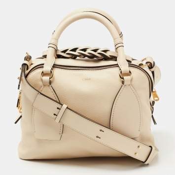 Pre Owned Chloe Beige Leather Medium Daria Satchel