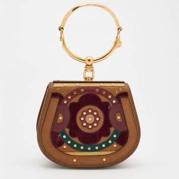 Pre Owned Chloe Multicolor Leather and Suede Nile Bracelet Crossbody Bag
