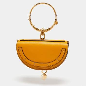 Pre Owned Chloe Mustard Yellow Leather Nile Bracelet Minaudière Crossbody Bag