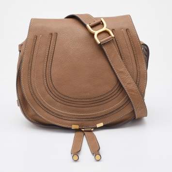 Pre Owned Chloe Beige Leather Medium Marcie Crossbody Bag