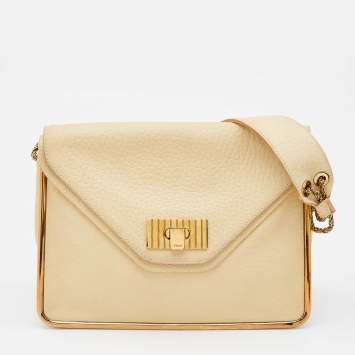 Pre Owned Chloe Beige Leather Medium Sally Shoulder Bag