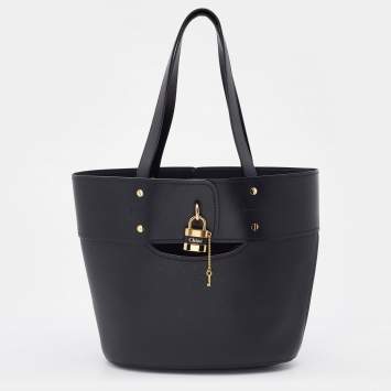 Pre Owned Chloe Black Leather Small Aby Tote