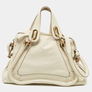 Pre Owned Chloe Cream Leather Paraty Satchel