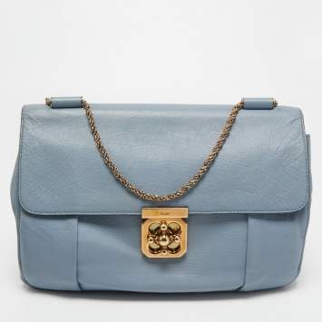 مملوكة مسبقًا Chloe Light Blue Leather Large Elsie Shoulder Bag