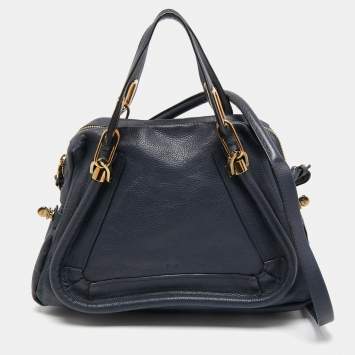 Pre Owned Chloe Navy Blue Leather Medium Paraty Satchel