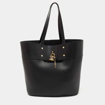 Pre Owned Chloe Black Leather Medium Aby Shopper Tote