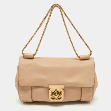 Pre Owned Chloe Beige Leather Medium Elsie Chain Shoulder Bag