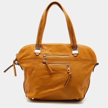 Pre Owned Chloe Tan Leather Angie Hobo