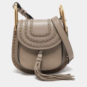 Pre Owned Chloe Dark Beige Leather Mini Hudson Shoulder Bag