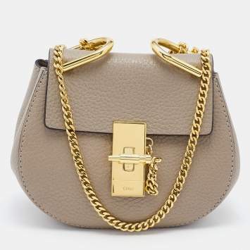 Pre Owned Chloe Grey Leather Nano Drew Shoulder Bag