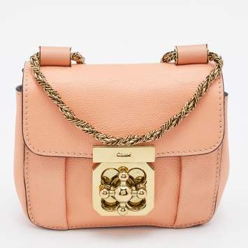 مملوكة مسبقًا Chloe Peach Leather Mini Elsie Crossbody Bag