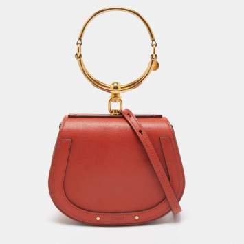 Pre Owned Chloe Brick Brown Leather Small Nile Bracelet Crossbody Bag