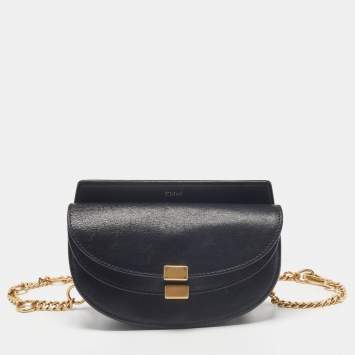 Pre Owned Chloe Black Leather Georgia Convertible Belt Bag