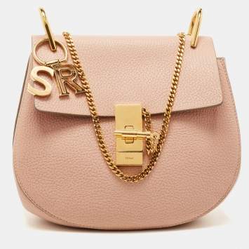 Pre Owned Chloe Light Peach Leather Medium Drew Shoulder Bag