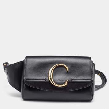 Pre Owned Chloe Black Leather and Suede C Belt Bag             