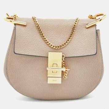 Pre Owned Chloé Beige Leather Mini Drew Chian Shoulder Bag