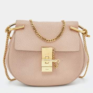 Pre Owned Chloe Pink Leather Small Drew Shoulder Bag