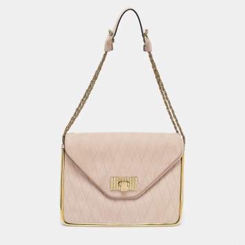 Pre Owned Chloe Dusty Pink Suede Medium Sally Flap Shoulder Bag