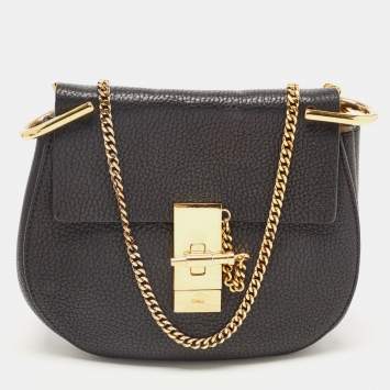Pre Owned Chloé Black Leather Mini Drew Chian Shoulder Bag