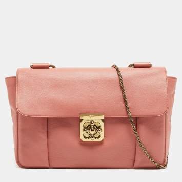 Pre Owned Chloe Old Rose Leather Large Elsie Shoulder Bag