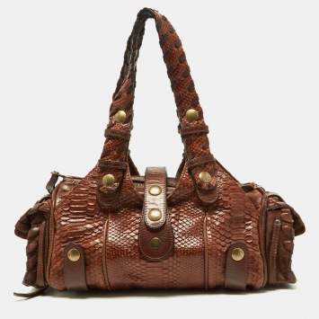 Pre Owned Chloe Brown Python and Leather Silverado Satchel