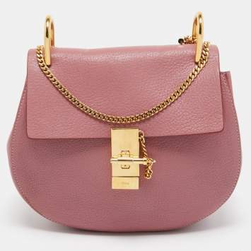 مملوكة مسبقًا Chloe Old Rose Leather Medium Drew Shoulder Bag