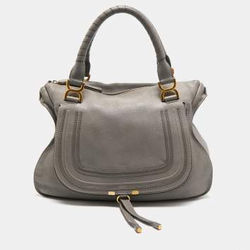 Pre Owned Chloe Grey Leather Large Marcie Shoulder Bag