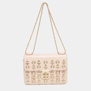 Pre Owned Chloe Light Pink Leather Medium Crystals Embellished Elsie Shoulder Bag