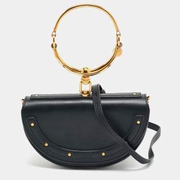 مملوكة مسبقًا Chloé Black Leather Nile Bracelet Minaudiere Crossbody Bag