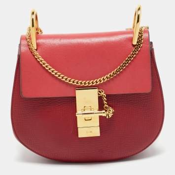 Pre Owned Chloé Red Leather Mini Drew Chian Shoulder Bag
