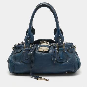 Pre Owned Chloe Blue Leather Medium Paddington Satchel