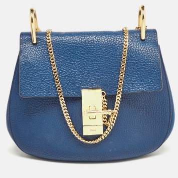 Pre Owned Chloe Blue Leather Medium Drew Shoulder Bag