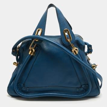 Pre Owned Chloe Blue Leather Medium Paraty Satchel