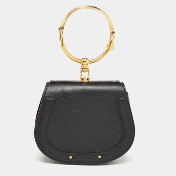 Pre Owned Chloe Black Leather Small Nile Bracelet Bag