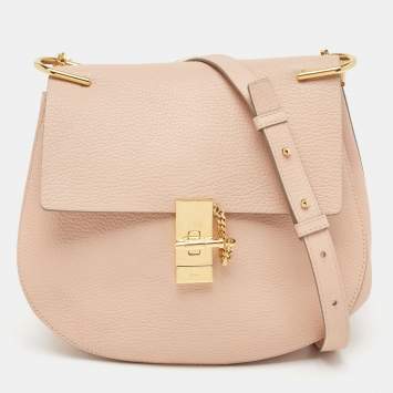 Pre Owned Chloe Rose Poudre Leather Large Drew Shoulder Bag