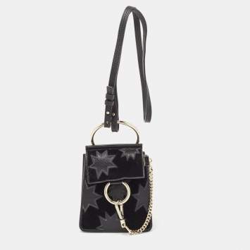 Pre Owned Chloe Black Leather and Suede Mini Star Faye Crossbody Bag