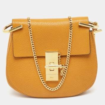 مملوكة مسبقًا Chloe Mustard Leather Small Drew Shoulder Bag