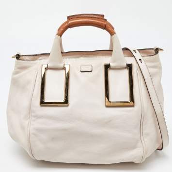 Pre Owned Chloe Beige/Brown Leather Ethel Satchel