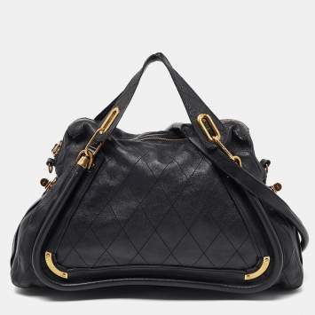 Pre Owned Chloe Black Leather Large Paraty Satchel