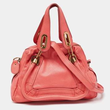 Pre Owned Chloe Coral Leather Small Paraty Bag