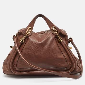 Pre Owned Chloe Dark Brown Leather Large Paraty Shoulder Bag